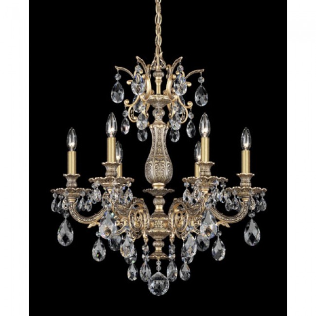 Bronze Six-Light Clear Spectra Crystal Chandelier, 24W x 26.5H x 24D