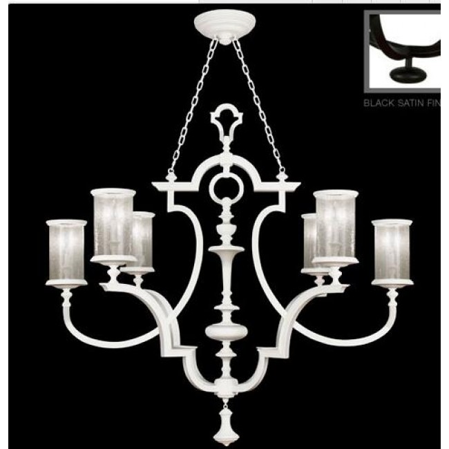 Six-Light Chandelier in Black Satin Lacquer Finish
