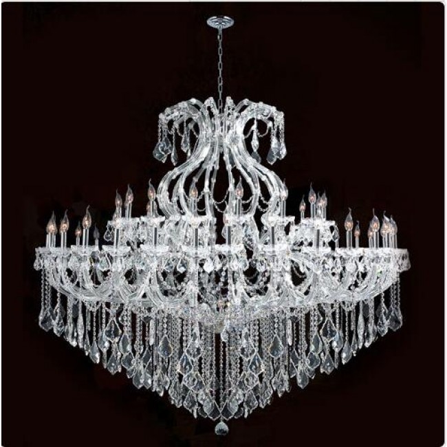 48-Light Chrome Finish with Clear-Crystals Chandelier