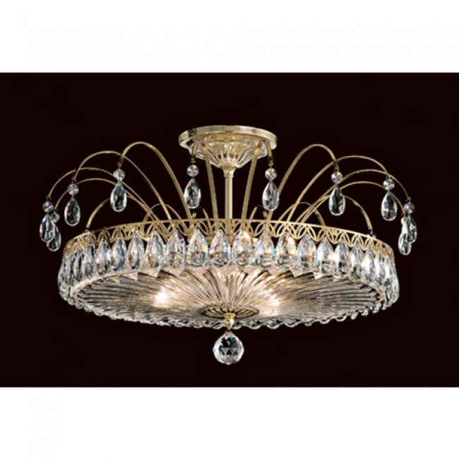 Schonbek Fontana Luce Aurelia Three-Light Semi Flush Mount with Clear Heritage Crystal