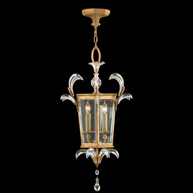 Three-Light Lantern in Muted Gold Leaf Finish