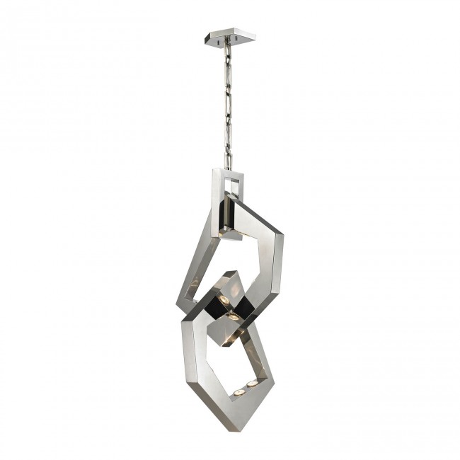 Links Polished Nickel and Stainless Steel Eight-Light Pendant