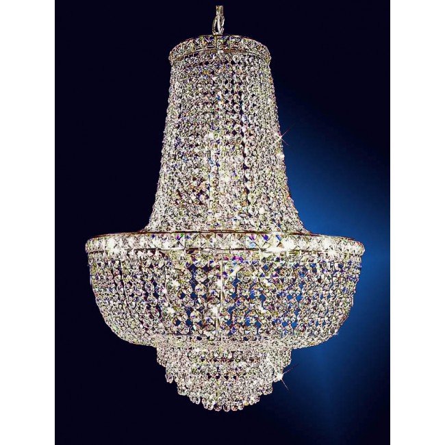 9 lights polished chrome chandelier with hand-cut crystals