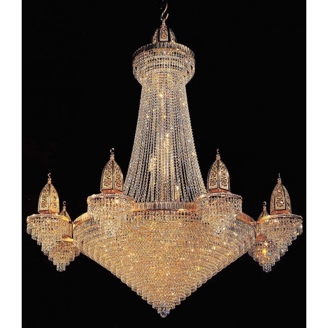 Entryway/ foyer large crystal chandelier in gold plated finish