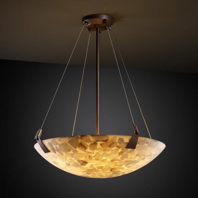Group Alabster Rocks! 48-Inch Bowl Pendant with Tapered Clips