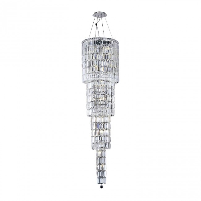 Maxim Chrome Eighteen-Light 18-Inch Four-Tier Pendant with Royal Cut Clear Crystal