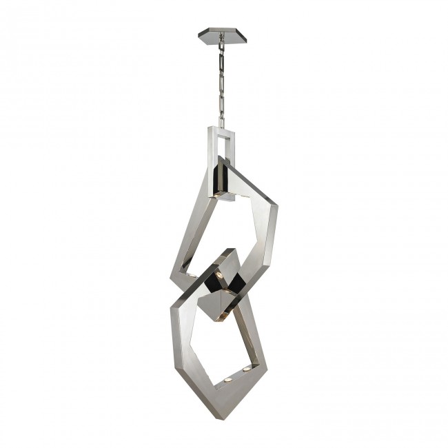 Links Polished Nickel and Stainless Steel Twelve-Light Pendant