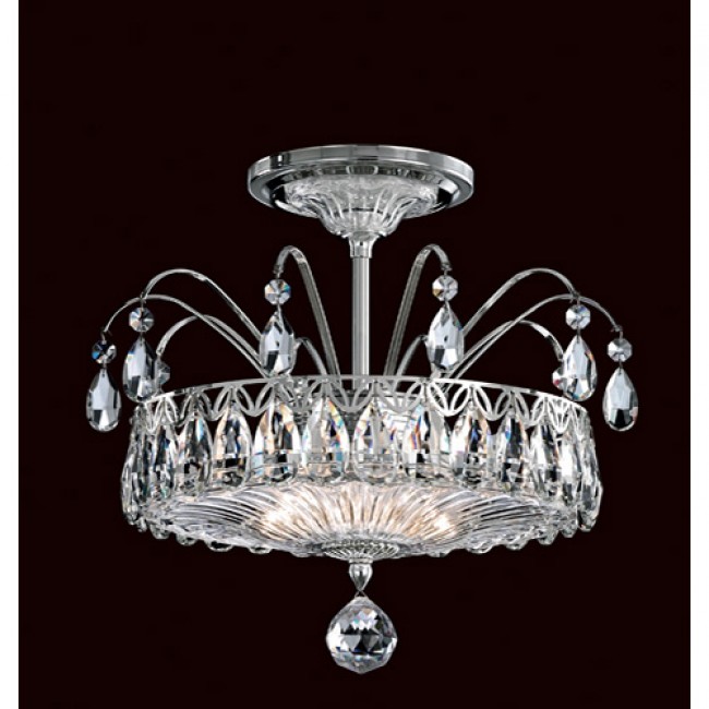 Schonbek Fontana Luce Silver Two-Light Semi Flush Mount with Clear Heritage Crystal