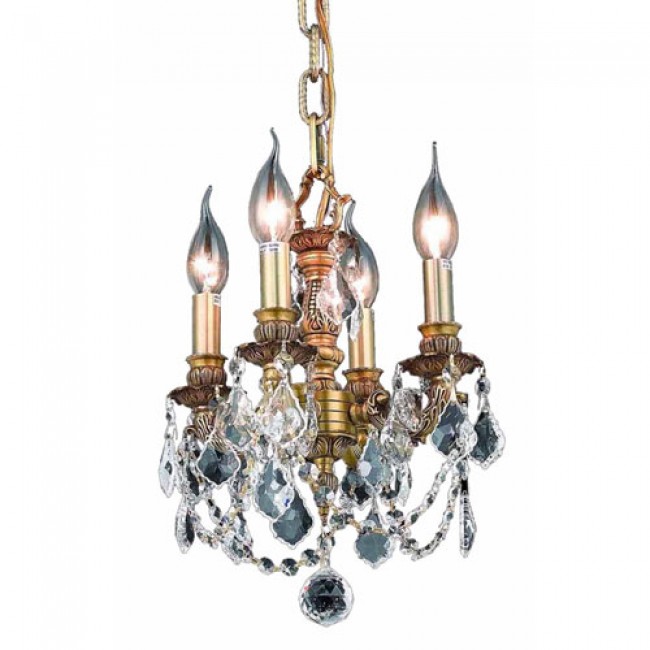 Gold Four-Light 10-Inch Mini Chandelier with Royal Cut Clear Crystal