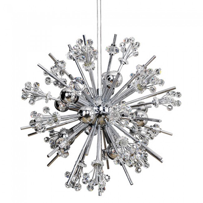Chrome 10-Light 19-Inch Wide Pendant with Firenze Clear Crystal