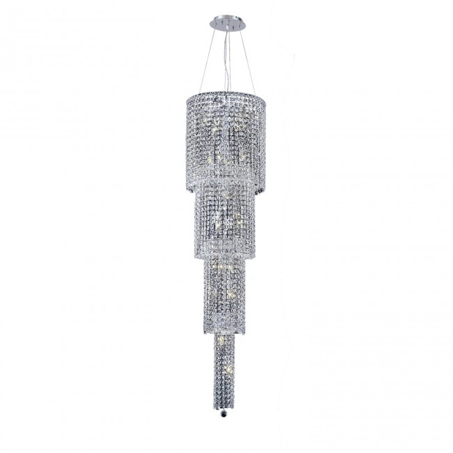 Maxim Chrome Eighteen-Light 18-Inch Four-Tier Pendant with Royal Cut Clear Crystal