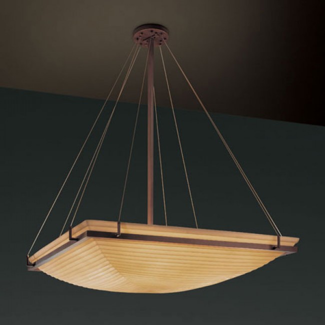 Eight-Light Dark Bronze Square 6000 Lumen LED Pendant Bowl With Ring