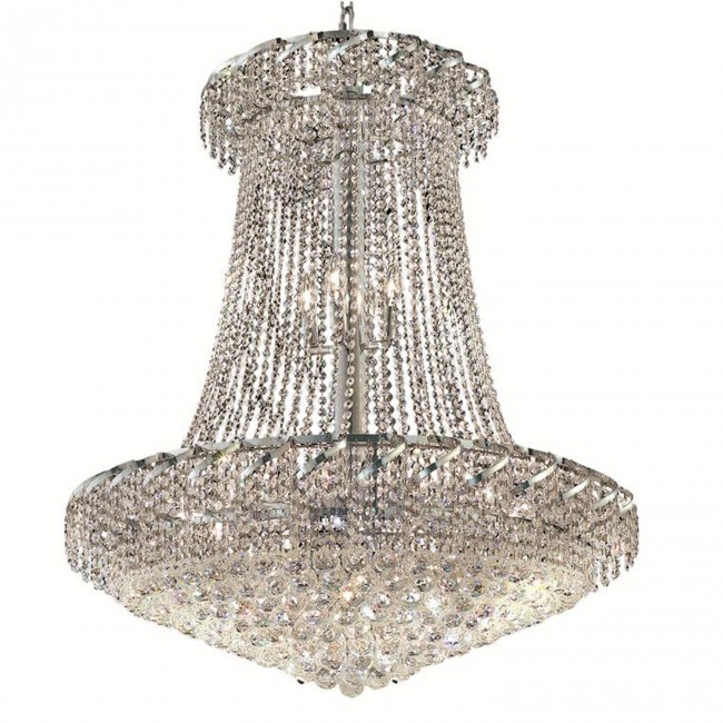  Chrome Twenty-Two Light 36-Inch Chandelier with Royal Cut Clear Crystal