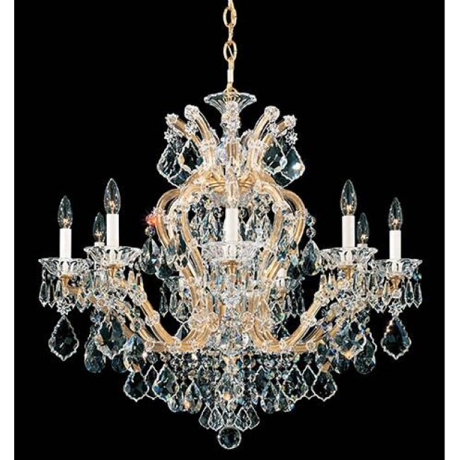 Gold 10-Light Chandelier with Clear Hand Cut Crystal