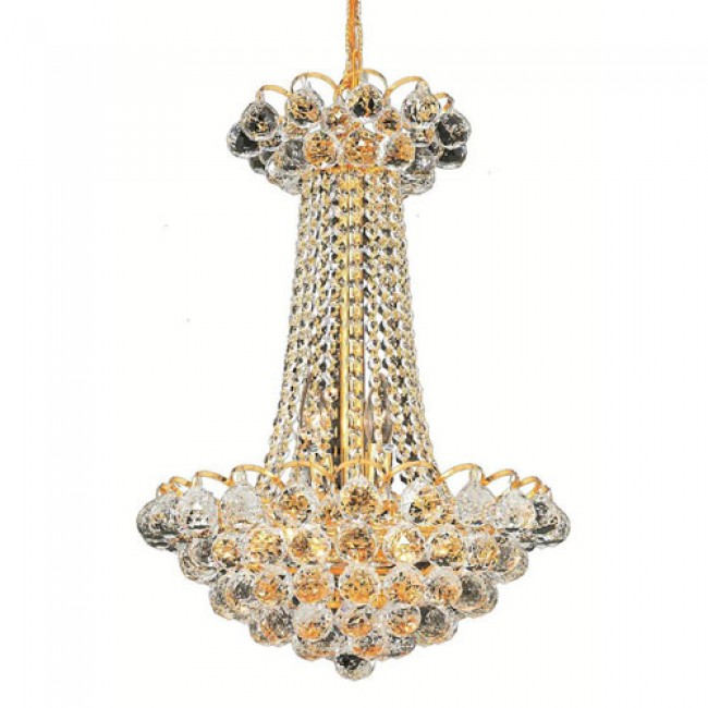 Godiva Gold Nine-Light 16-Inch Chandelier with Swarovski Spectra Clear Crystal