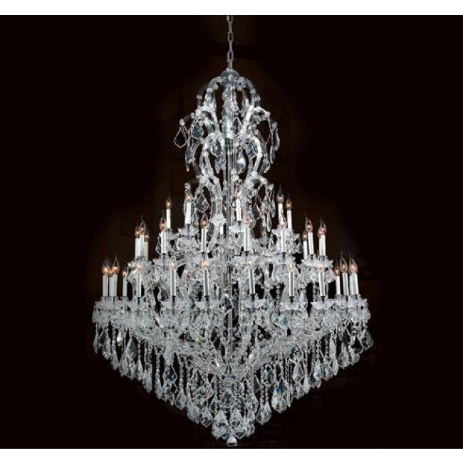 48-Light Chrome Finish with Clear-Crystals Chandelier