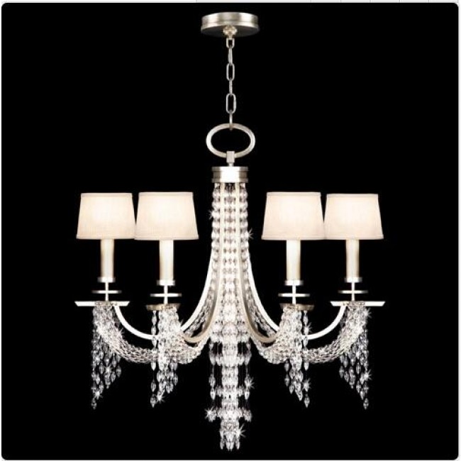 Six-Light Chandelier in Warm Silver Leaf Finish