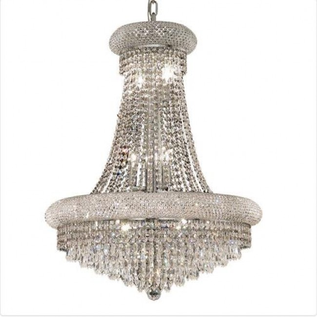 Chrome Fourteen-Light 24-Inch Chandelier with Royal Cut Clear Crystal