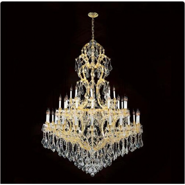 48-Light Gold Finish with Clear-Crystals Chandelier
