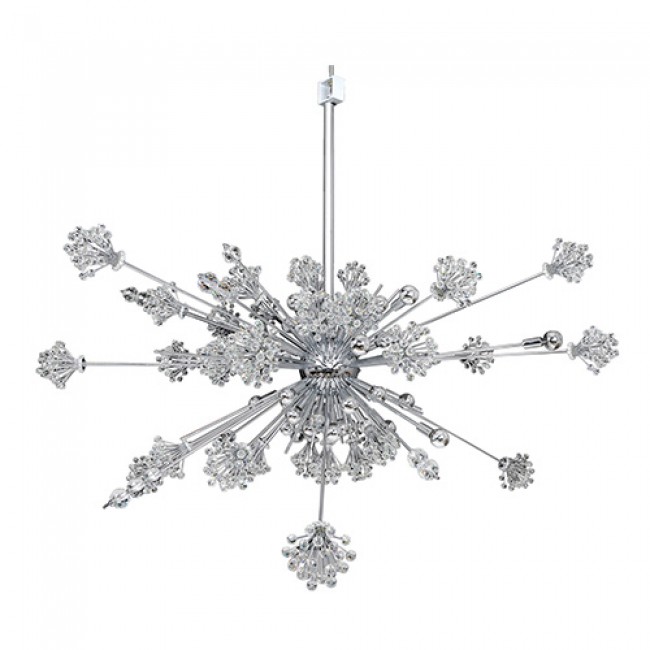 Chrome 46-Light 60-Inch Wide Pendant with Firenze Clear Crystal