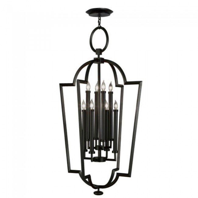 Black and White Story Eight-Light Lantern in Black Satin Lacquer Finish