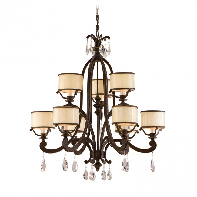 Classic Bronze Nine-Light Chandelier