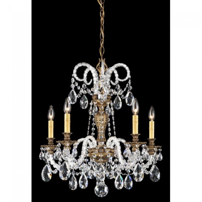 Bronze Five-Light Clear Spectra Crystal Chandelier, 22W x 23.5H x 22D