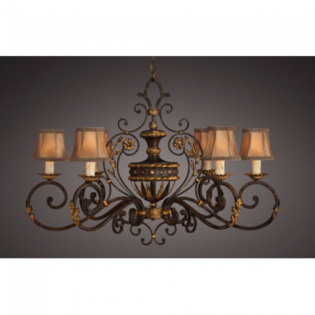 Castile Six-Light Chandelier in Gold Leaf and Antiqued Finish