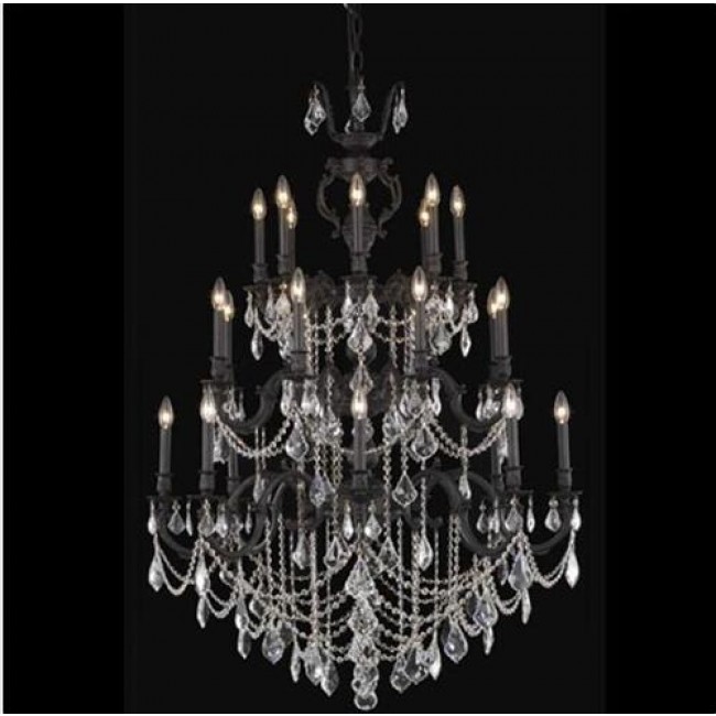 Bronze Twenty-Four Light Chandelier with Golden Shadow/Champagne Royal Cut Crystals