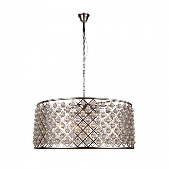 Madison Polished Nickel 10-Light Pendant with Smooth Clear Crystals