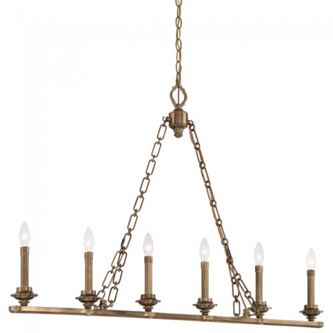 Leicester Aged Brass Six-Light Island