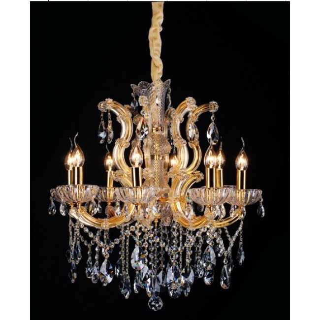 Gold plated 8 Light  Maria Theresa crystal chandelier
