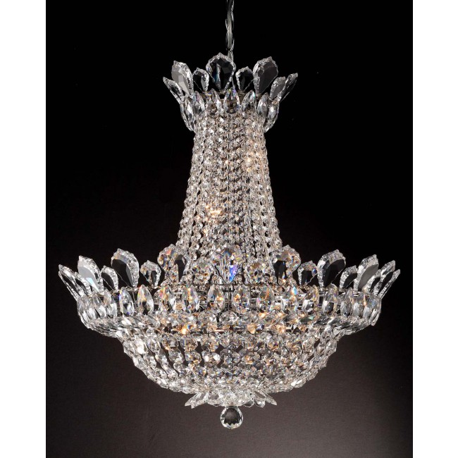 12 lights crystal chandelier in polished chrome finish