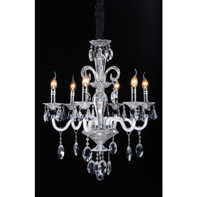 Polished chrome 6 Light traditional crystal Chandelier