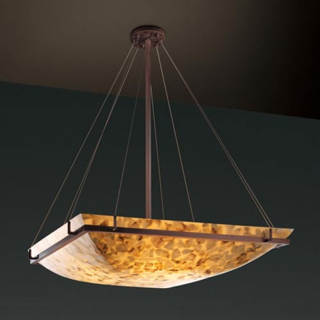 Group Alabster Rocks! 48-Inch Square Bowl Pendant with Ring