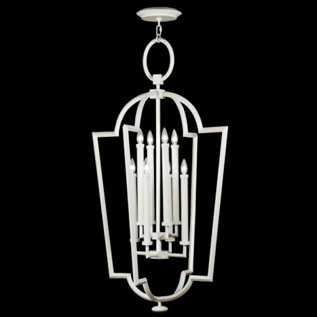 Black and White Story Eight-Light Lantern in Studio White Satin Lacquer Finish