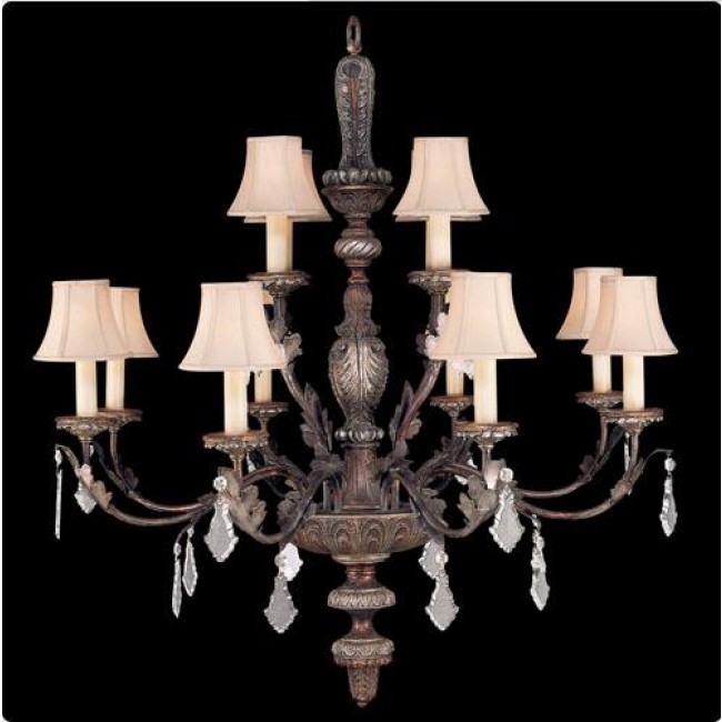 12-Light Chandelier in Tortoised Leather Crackle Finish