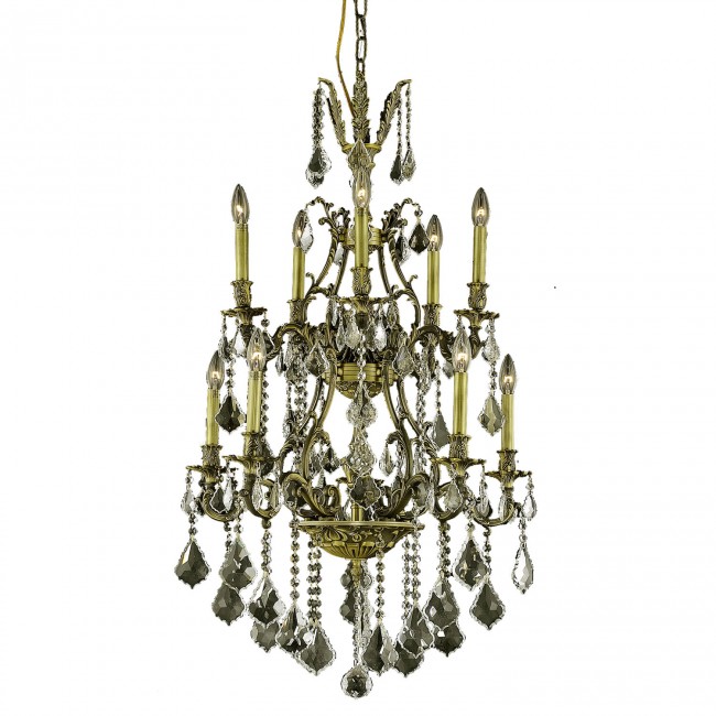  Bronze Ten-Light Chandelier with Golden Shadow/Champagne Royal Cut Crystals