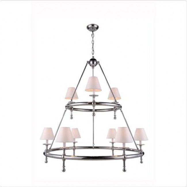 Polished Nickel Nine-Light Chandelier