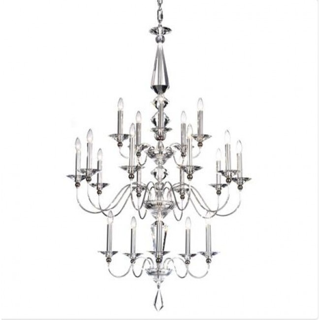 Silver 20-Light Clear Optic Handcut Crystal Chandelier, 36W x 57H x 36D