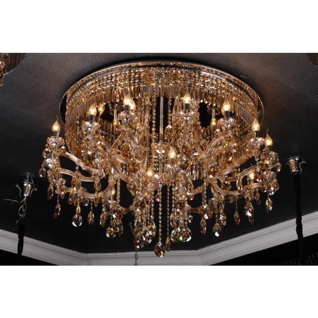 traditional crystal flush mount in cognac color