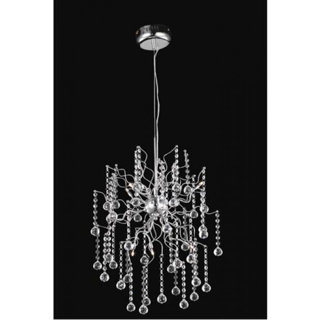 Chrome Six-Light Chandelier with Clear Royal Cut Crystals