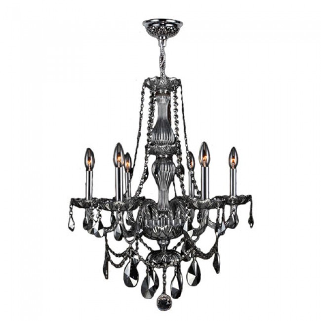 Polished Chrome Six-Light Chandelier