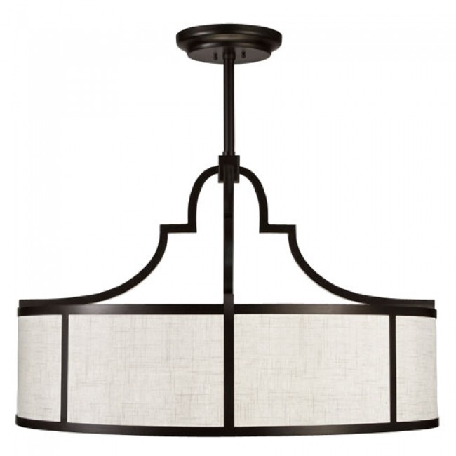 Black and White Story Eight-Light Pendant in Black Satin Lacquer Finish