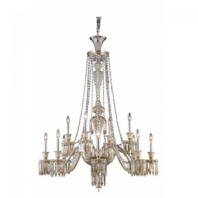 Majestic Elegant Cut Crystal Golden Teak 12 Light 55-in Chandelier