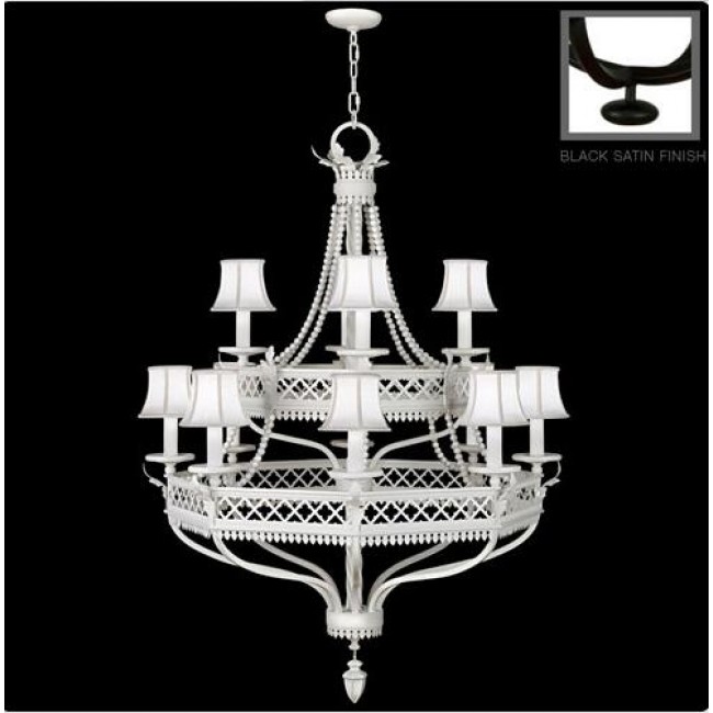 12-Light Chandelier in Black Satin Lacquer Finish