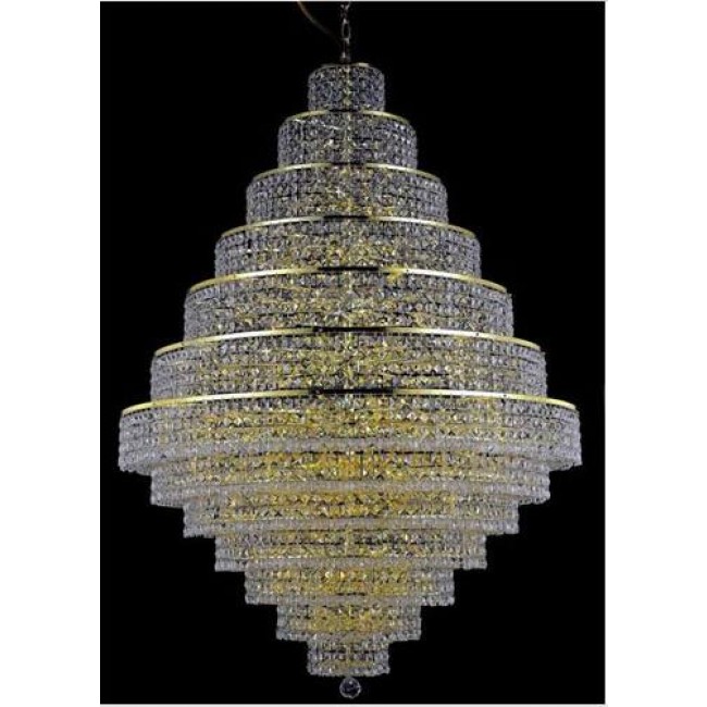 Gold Thirty-Eight Light Chandelier with Clear Royal Cut Crystals