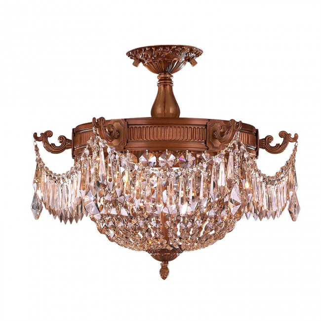 French Gold Three-Light Semi-Flush