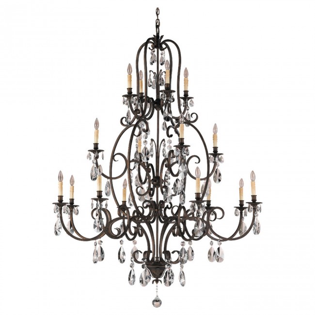  Aged Tortoise Shell Sixteen-Light Chandelier
