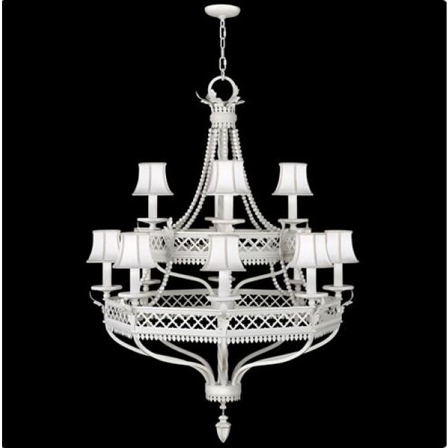 12-Light Chandelier in Studio White Satin Lacquer Finish